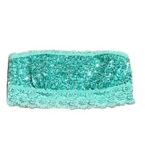 NEW PINK Victoria’s Secret Bandeau Sequin Bra Bralette Blue Small Lace VS